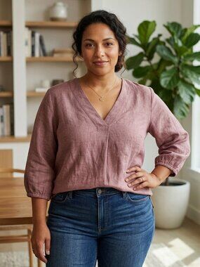 Poetry Linen Tunic Red size 14 NWOT